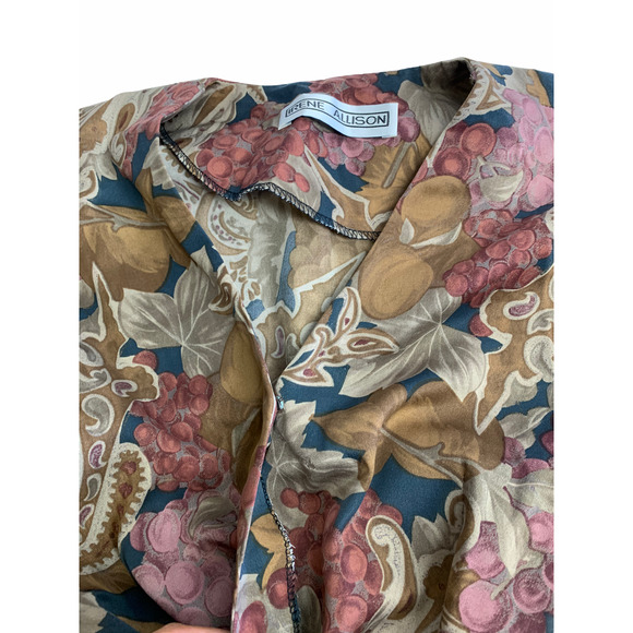 IRENE ALLISON Wrap Grape Vines Blouse S - Picture 9 of 10